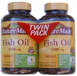 Huile de poisson 1200 mg Omega-3, 100 gels (Pack de 2 Bouteilles )