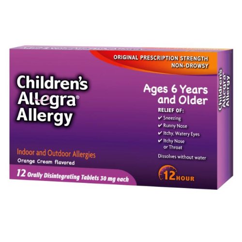 Allegra Childrens 12 Hour Allergy Relief, Orange Cream Flavored, 12 Tablets