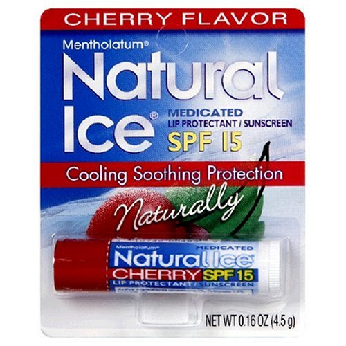 Mentholatum Lip Protectant Natural Ice FPS 15, saveur de cerise, de 0,16 once Tubes (Pack de 12)