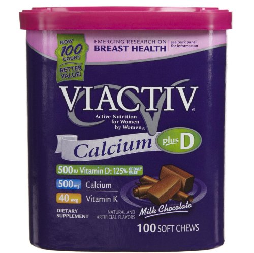 Chews Viactiv supplément de calcium doux, chocolat au lait, 100-Count