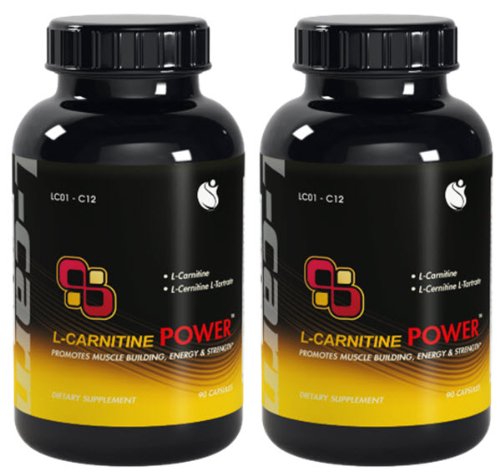 L-Carnitine Power Muscle Building, Energy L-Carnitine 1000mg 180 Capsules 2 Bottles