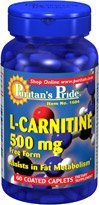 Puritan's Pride L-Carnitine 500mg 60 Coated Caplets 2 Bottles