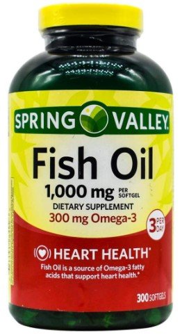 Spring Valley - Fish Oil 1000 mg Oméga-3 All Natural Force régulière 300 gélules