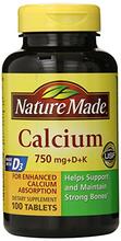 Nature Made calcium 750 mg, avec