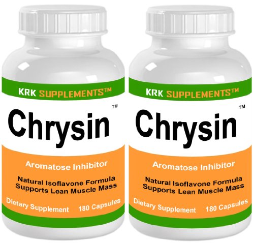 2 BOUTEILLES chrysine total de 360 ​​Capsules Anti-Estrogen 500mg inhibiteur de l'aromatase qui servent SUPPLEMENTS KRK