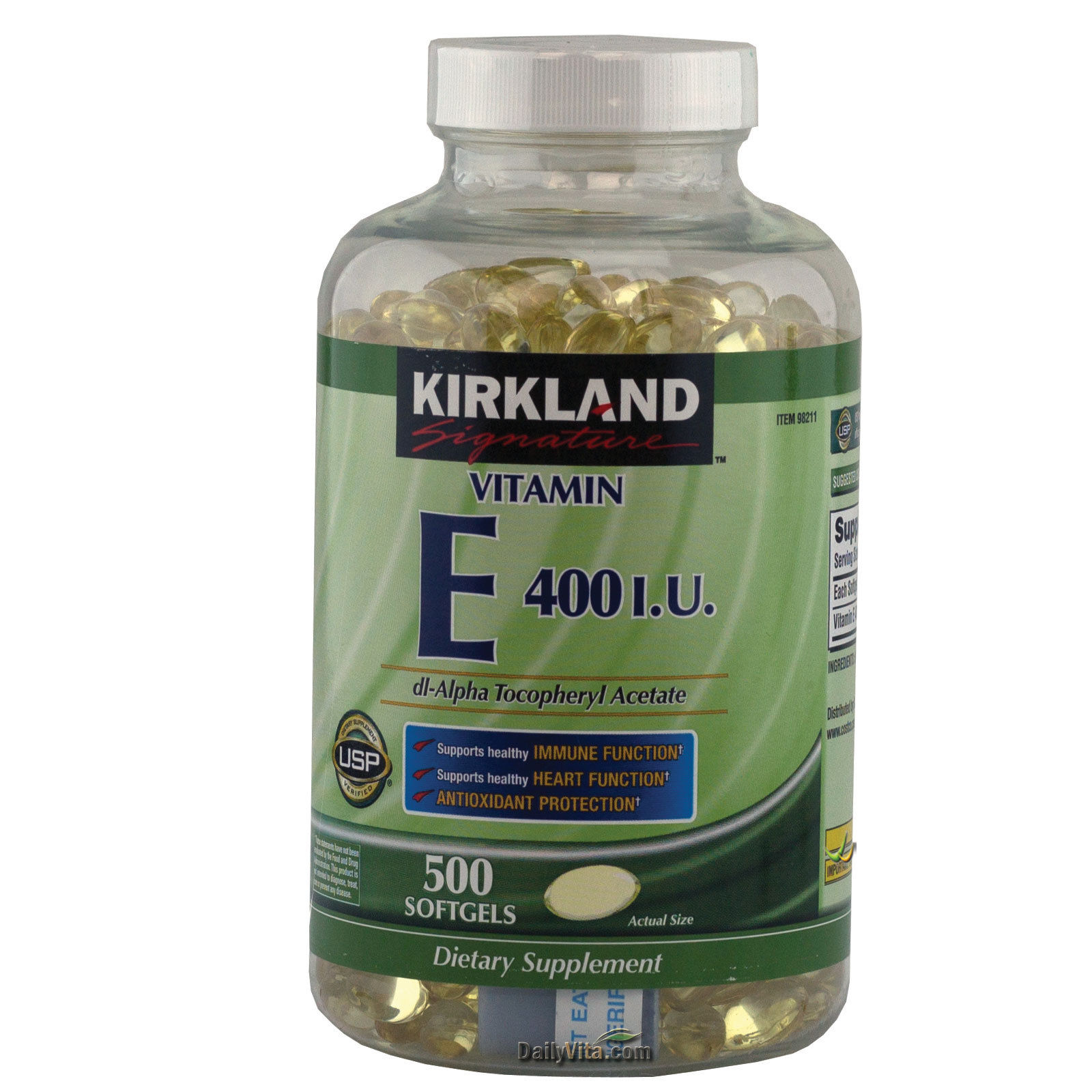 La vitamine E 400 UI Kirkland 500 Softgel Heart Antioxidant cerveau Antiage immunitaire peau