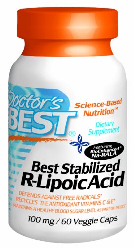 Meilleur docteur Meilleur stabilisé acide R-lipoïque Avec Bioamélioration Na-RALA (100 mg), gélules végétales, 60-Comte