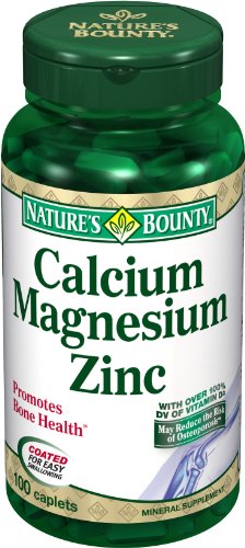Nature Bounty de calcium-magnésium-zinc Caplets, 100-comte