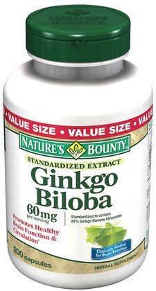Nature Bounty Ginkgo Biloba 60mg Capsules, 200-Count Bottle