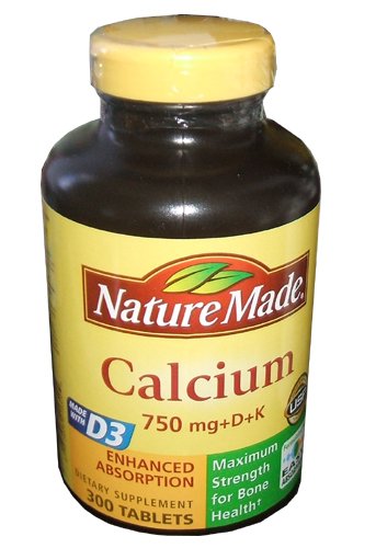 Nature Made calcium 750 mg + D + K, 300 comprimés