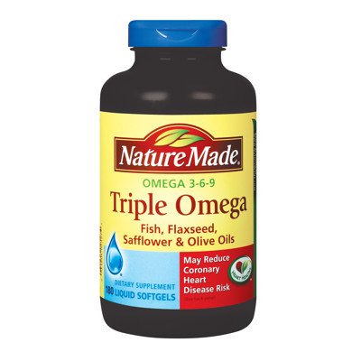 Nature Made Triple Omega 3 6 9 - Poissons, huiles de lin, de carthame et d'olive - 180ct