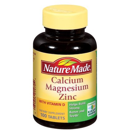 Nature Made zinc magnésium calcium avec vitamine D, comprimés, 100 ct.