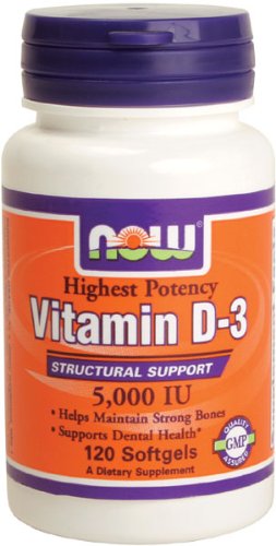 NOW Foods Vitamin D3 5000 IU, 120 Softgels-