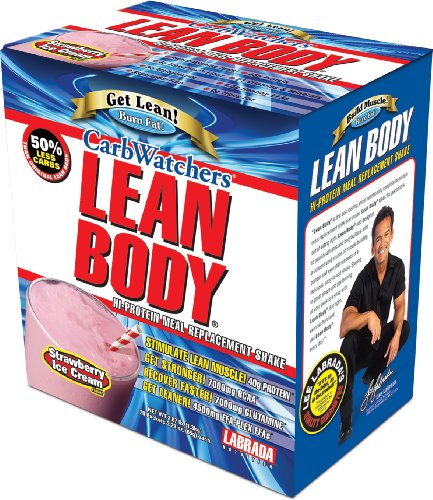 Nutrition Labrada Carb Lean Body Watcher substitut de repas en poudre, glace à la fraise, 2.29 onces paquets (paquet de 20)