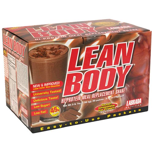Nutrition Labrada Lean Body Salut-Protein secousse substitut de repas, crème glacée au chocolat, 2,78 onces paquets, 20-Comte