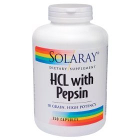 Solaray Suractivé HCl avec de la pepsine - 250 Capsules