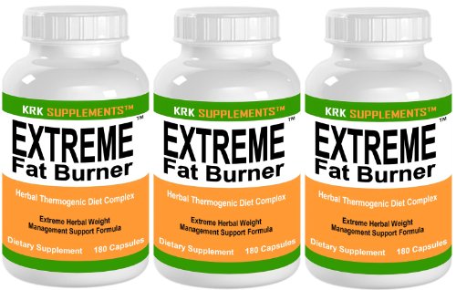3 BOUTEILLES Extreme Fat Burner Pills Capsules 540 Total Weight Loss Diet KRK SUPPLÉMENTS