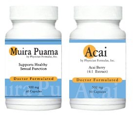 Acai gratuit, 500mg, 90 capsules w / Muira Puama Extrait Libido Potency Wood Supplément 500 mg, 60 gélules - Approuvé par le Dr Ray sahélienne, MD