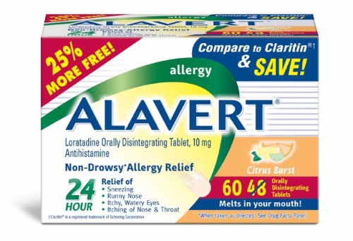 Alavert Loratadine Allergy Orally Disintegrating Tablets Citrus Burst, 60-Count Box