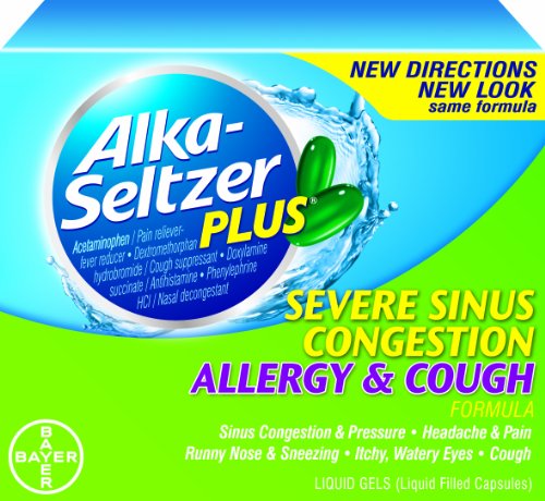 Alka-Seltzer Plus Severe Sinus Congestion Allergy and Cough Liquid Gels, 20 Count (Pack of 2)