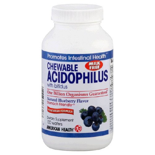 American Health Chewable Acidophilus With Bifidus Blueberry -- 100 Wafers