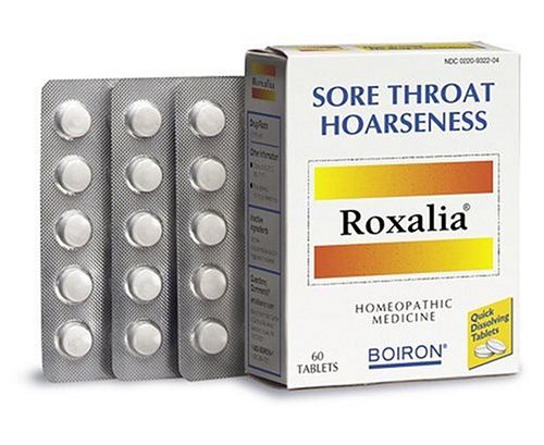 Boiron Homeopathic Medicine Roxalia Tablets for Sore Throat Relief, 60-Count Boxes (Pack of 3)