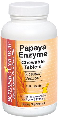 Botanic Choice Papaya Enzyme Chewable Tablets, 180 Count (Pack of 2)