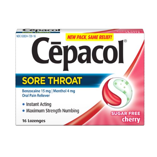 Cepacol Lozenges Max Sugar Free Cherry, 16 Count (Pack of 3)