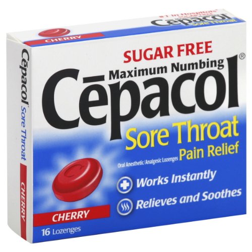 Cepacol Sore Throat, Maximum Numbing, Sugar Free, Lozenges, Cherry, 16 ct.