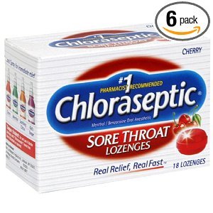 Choloraseptic Sore Throat 18 lozenges/Cherry,Soothing  (Pack of 6)
