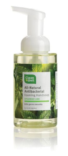 Cleanwell All Natural Anti Bacterial Foaming Hand Soap, Spearmint Lime, 9.5-Ounce Bottle (Pack of 4)