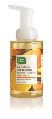 Cleanwell All Natural Anti Savon mousse pour les mains bactérienne, Orange Vanille, 9.5-Ounce Bottle (Pack de 4)