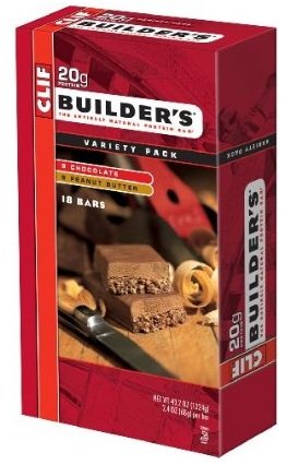 Clif Bar Builder's Bar, Variety Pack, 9 Chocolate and 9 Chocolate Peanut Butter, 2.4-Ounce Bar, Pack of 18