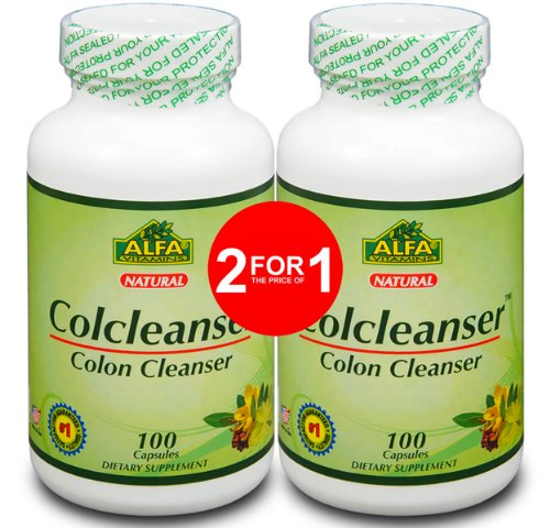 Colcleanser 100 Capsules Twin Pack - Herbal Colon Cleanse - Intestinal Detox - Help for Diet and Weight Loss