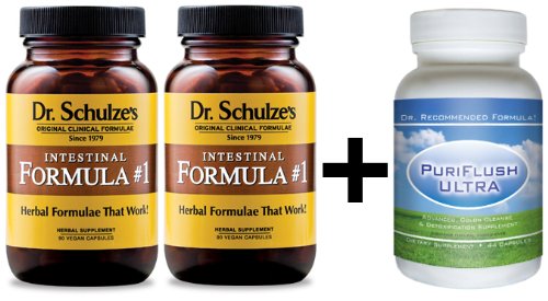 DR. SCHULZE'S Intestinal Formula #1 (2 Bottles) & PURlFLUSH ULTRA - Complete colon cleanse detox package, Most effective combination for cleansing and detoxing