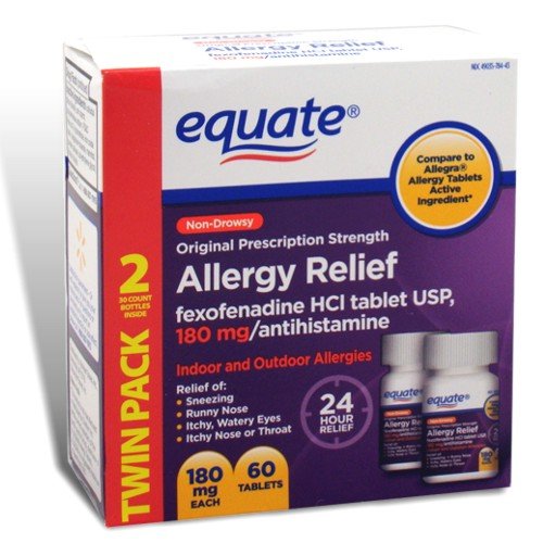 Equate - Allergy Relief - Fexofenadine 180 mg, 60 Tablets (Compare to Allegra Allergy)