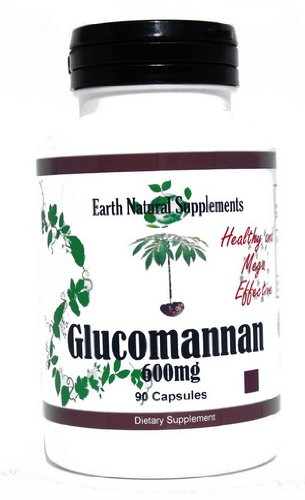 Glucomannan * 90 Capsules Glucomannan 600 Mg Konjac Root Fiber for Constipation- Earth Natural Supplements