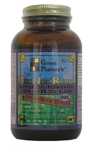 Green Pasture's Blue Ice Royal Butter Oil / Fermented Cod Liver Oil Blend - CINNAMON GEL - 8.1 fl.oz (240ml)