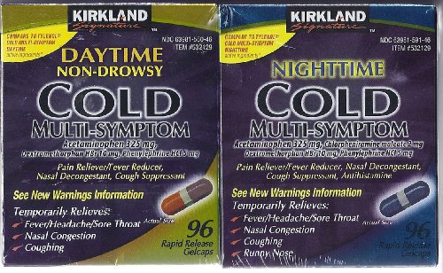 Kirkland Signature Day/Night Time Cold Multisymptom Relief Rapid Release Gelcaps, 2/96 ct