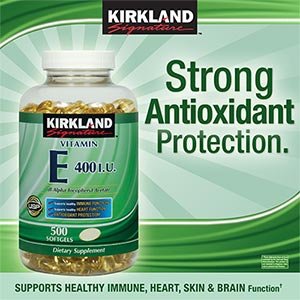 Kirkland Signature Vitamin E 400 IU - 500 Softgels (Two Pack)- Total 1000 Sof