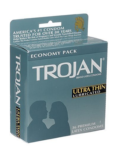 Les préservatifs en latex de Troie Ultra Thin, lubrifiant Primium, 36-Count Boîtes (pack de 2)