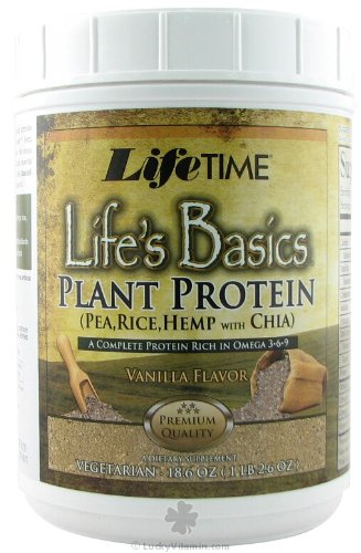 Lifetime Life's Basics Plant Protein, Vanilla, 18.52-Ounces Tub