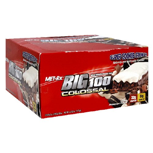 Met-Rx Big 100 Colossal Meal Replacement Bar, Super Cookie Crunch, 12 Bars, 3.52 Ounces