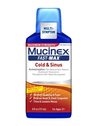Mucinex Fast-Max Adult Liquid, Cold and Sinus, 6 Ounce