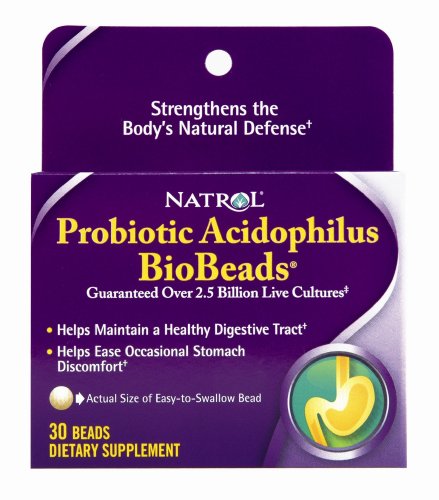 Natrol Probiotic Acidophilus BioBeads, 30 Beads (Pack of 2)