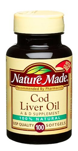 Nature Made Cod Liver Oil with Vitamin A and D, 100 Softgels (Pack of 6)