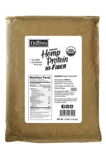 Nutiva Organic Hemp Protein Hi Fiber, 3 Pound Bag