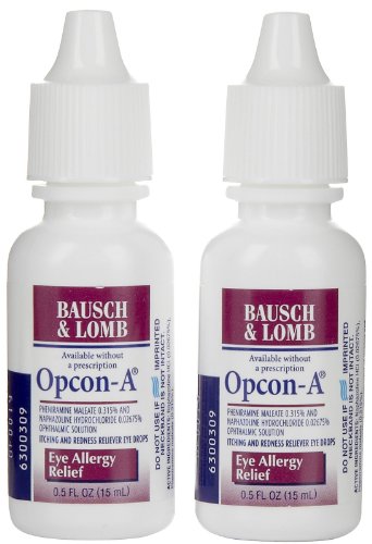 Opcon-A Eye Drops for Eye Allergy Relief, 2-Count Packages of 0.5-Ounce Bottles