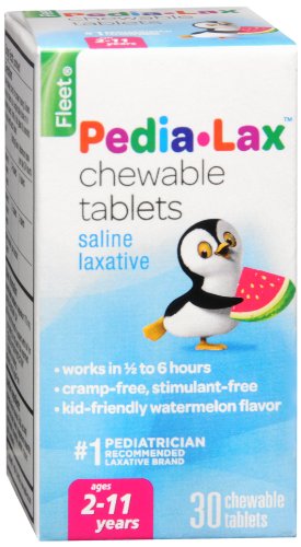 Pedia-Lax Children's Chewable Magnesium Hydroxide Laxative Tablets, Watermelon Flavor, 30-Count Boxes (Pack of 3)