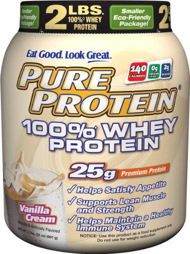 Pure Protein 100 % Whey Protein, Vanilla Cream, 2 Pound Tub